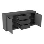 Μπουφές Doha pakoworld σε ανθρακί απόχρωση 180x45x80.5εκ - Image 2