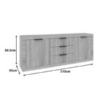 Μπουφές Doha pakoworld σε sonoma απόχρωση 210x45x80.5εκ - Image 3