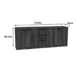Μπουφές Doha pakoworld καρυδί με oak 210x45x80.5εκ - Image 3