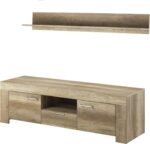 Έπιπλο τηλεόρασης 36116-SK-TV με ράφι country γκρι 155x50x47cm