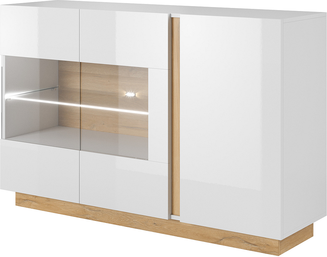 36147ARCw21V3 Μπουφές 36146-ARCW-21V Λευκό+Λευκό High Gloss+Grandson 138,2x90,5x40cm - Image 1