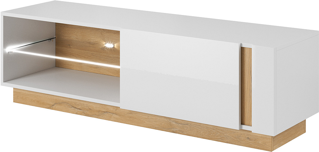 36147ARCwSTV Έπιπλο τηλεόρασης 36146-ARCW-STV Λευκό+Λευκό High Gloss+Grandson 138,1x45,5x40cm - Image 1