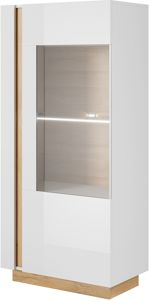 36147ARCwSV Βιτρίνα 36146W-ARC-SV Λευκό+Λευκό High Gloss+Grandson72x154x40cm - Image 1