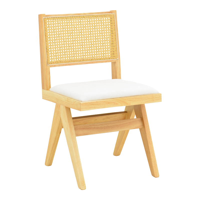 382-000011-1 Καρέκλα Winslow pakoworld rubberwood σε φυσική απόχρωση-ύφασμα λευκό 46x58x80εκ - Image 1