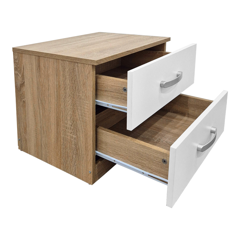383-000106-1 Κομοδίνο Athos pakoworld σε sonoma-λευκή απόχρωση 48x40x41.5εκ - Image 1