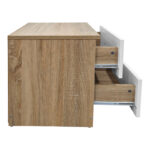 Κομοδίνο Athos pakoworld σε sonoma-λευκή απόχρωση 48x40x41.5εκ - Image 3