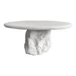 Τραπέζι σαλονιού Zinol pakoworld mdf-polyresin λευκό Φ80x36εκ