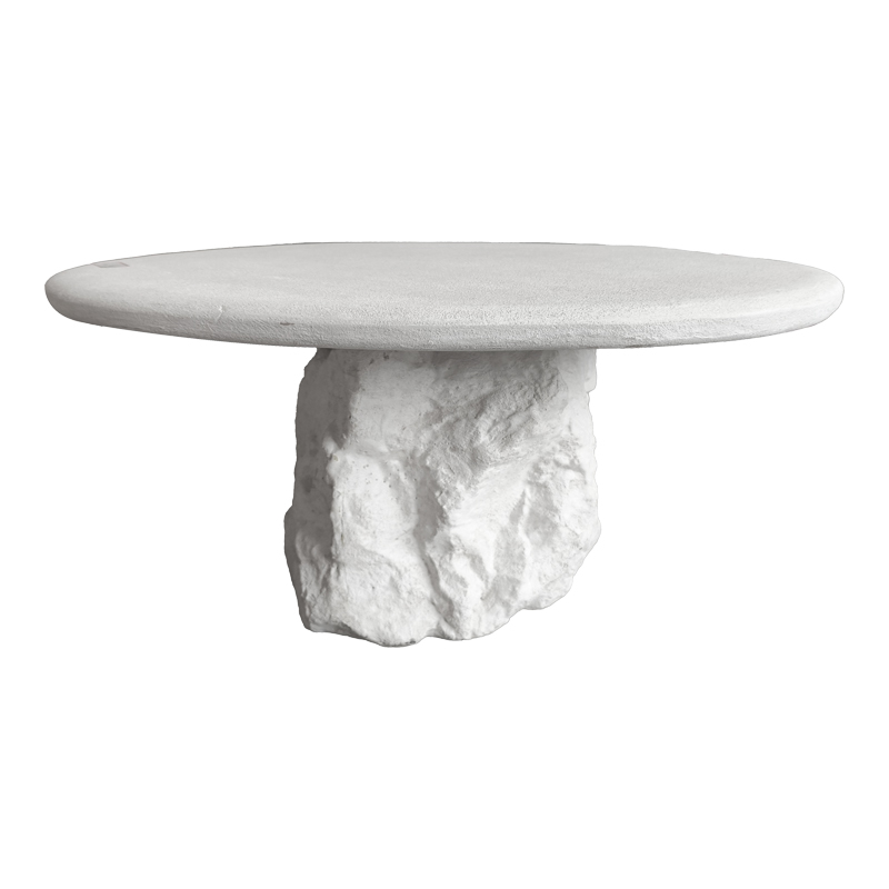 415-000016-1 Τραπέζι σαλονιού Zinol pakoworld mdf-polyresin λευκό Φ80x36εκ - Image 1