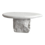 Τραπέζι σαλονιού Zinol pakoworld mdf-polyresin λευκό Φ80x36εκ - Image 2
