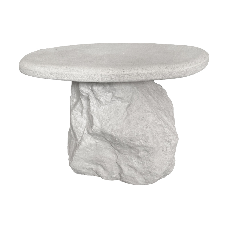 415-000017-1 Τραπέζι σαλονιού Zinol pakoworld mdf-polyresin λευκό Φ60x41εκ - Image 1