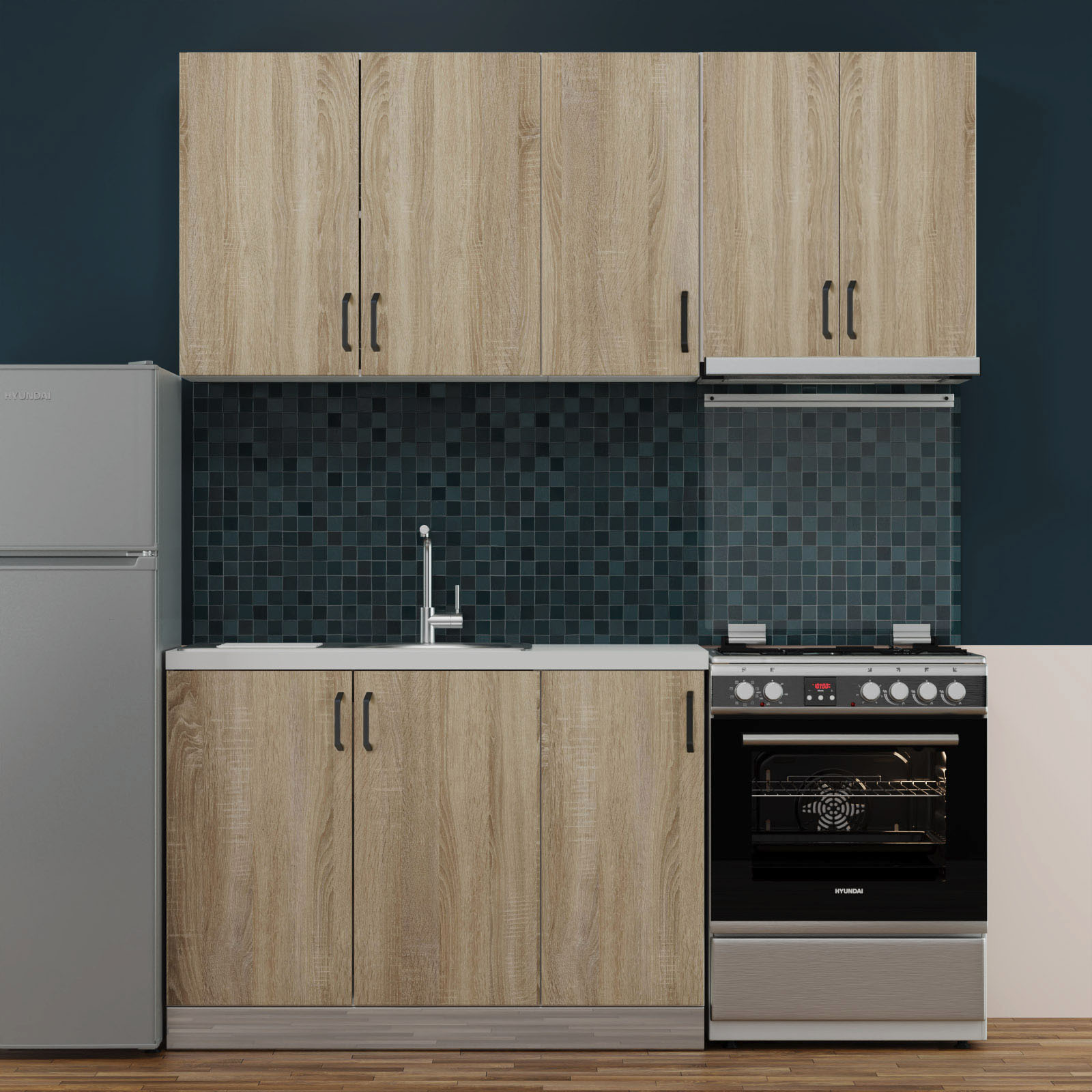 8948 Κουζίνα Modest Σετ 5 Κουτιών Σονόμα Άνω Κουτιά 170cm Κάτω 110cm - Image 1
