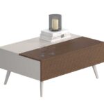 Τραπεζάκι MSH-1802-VZ Milano 1802 με συρτάρια λευκό Mink 103x44x72cm (ΜxΥxΠ)