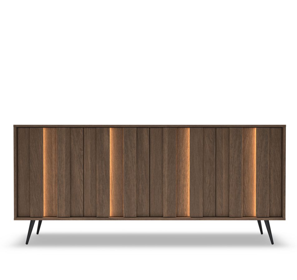AMARO_K183 Μπουφές AMARO με φωτισμό Καρυδιά DAB DUNIN 183x83x40cm - Image 1