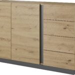 Μπουφές Arco ΙΙ με συρτάρια Φυσικό Artisan + Γραφίτης 138,2x90,5x40cm