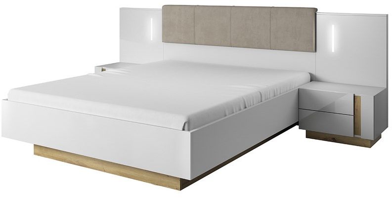 ARCw-bed11 Σετ Κρεβατοκάμαρας Arco Λευκή με αποθηκευτικό χώρο για στρώμα 160x200 3τμχ - Image 1