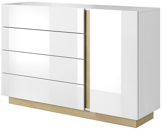 Arcw-21_4s Μπουφές Arco 4s Λευκό+Λευκό High Gloss+Grandson 138,2x90,5x40cm - Image 1