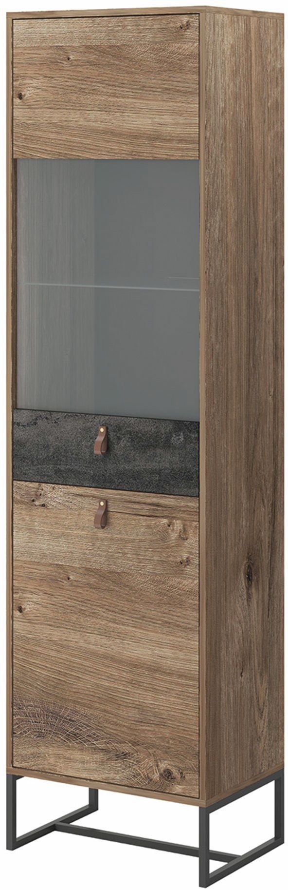 Dark_HV Βιτρίνα Dark χρώμα Βελανιδιά+black stone 53x197x39cm - Image 1