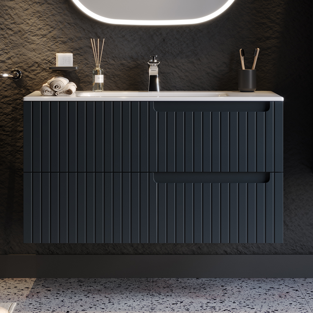 ENZA-100-ANT-GRI Πάγκος ENZA Ανθρακί MDF 18mm Λάκα 100 S3BENZA100AN 101x46.5x52cm - Image 1