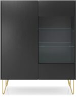 Βιτρίνα Harmony ανθρακί+Μάρμαρο 97x37x102cm - Image 2