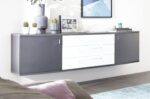 Μπουφές Kantate επιτοίχιος 180x53x42cm Γραφίτης+Λευκό - Image 2