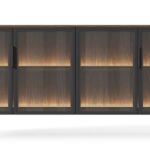 Μπουφές Lumi με βιτρίνα και φωτισμό Καρυδιά 181x82x39cm