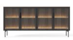 Μπουφές Lumi με βιτρίνα και φωτισμό Καρυδιά 181x82x39cm
