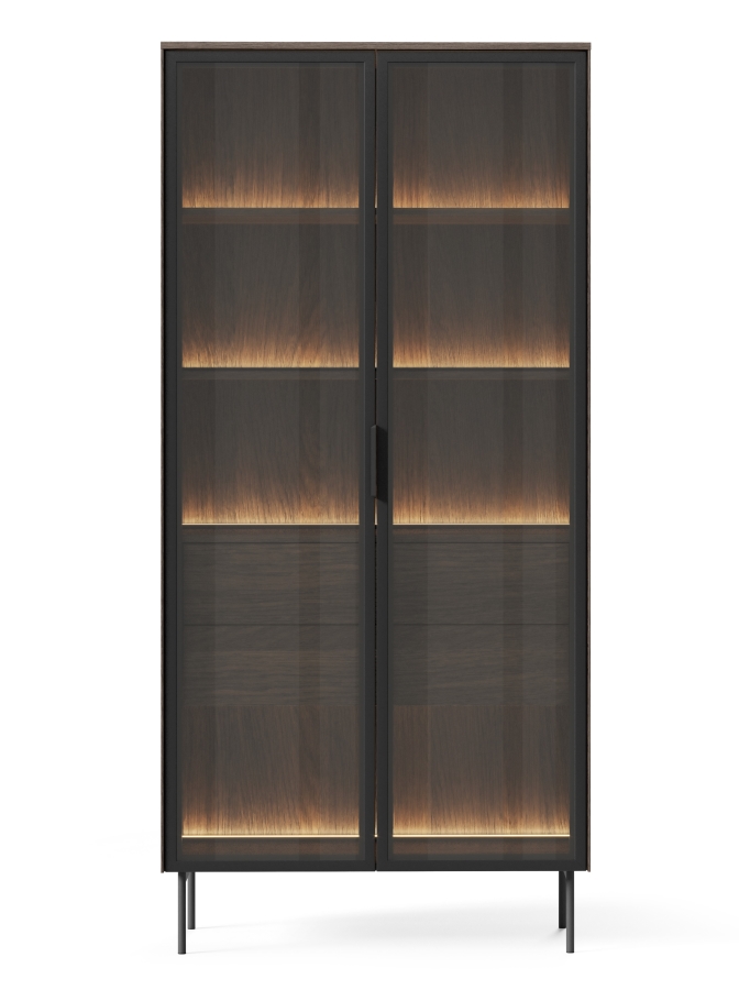 LUMI_W2D2S_DD Βιτρίνα Lumi Καρυδιά 91x194x39cm - Image 1