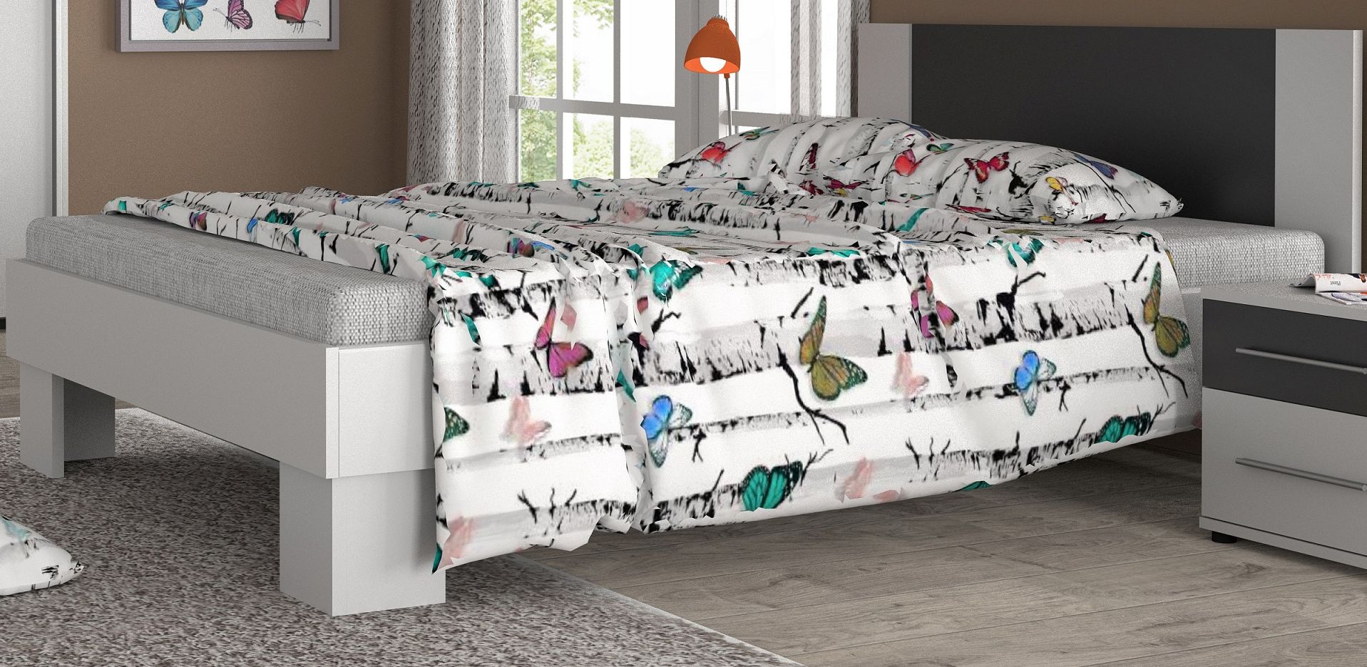 Lilly_Bed Κρεβάτι LILLY διπλό λευκό + Ανθρακί για στρώμα 160x200cm - Image 1