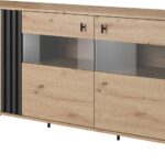 Μπουφές Madis με βιτρίνα φυσικό Artisan+Ανθρακί 165x82x40 cm