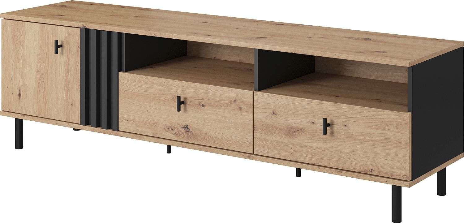 Madis_BTV Έπιπλο τηλεόρασης Madis φυσικό Artisan+Ανθρακί 165x49x40 cm - Image 1
