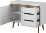 Μπουφές Nordi με συρτάρια Λευκό+λευκό Higloss+Riviera 160x83x40cm - Image 2