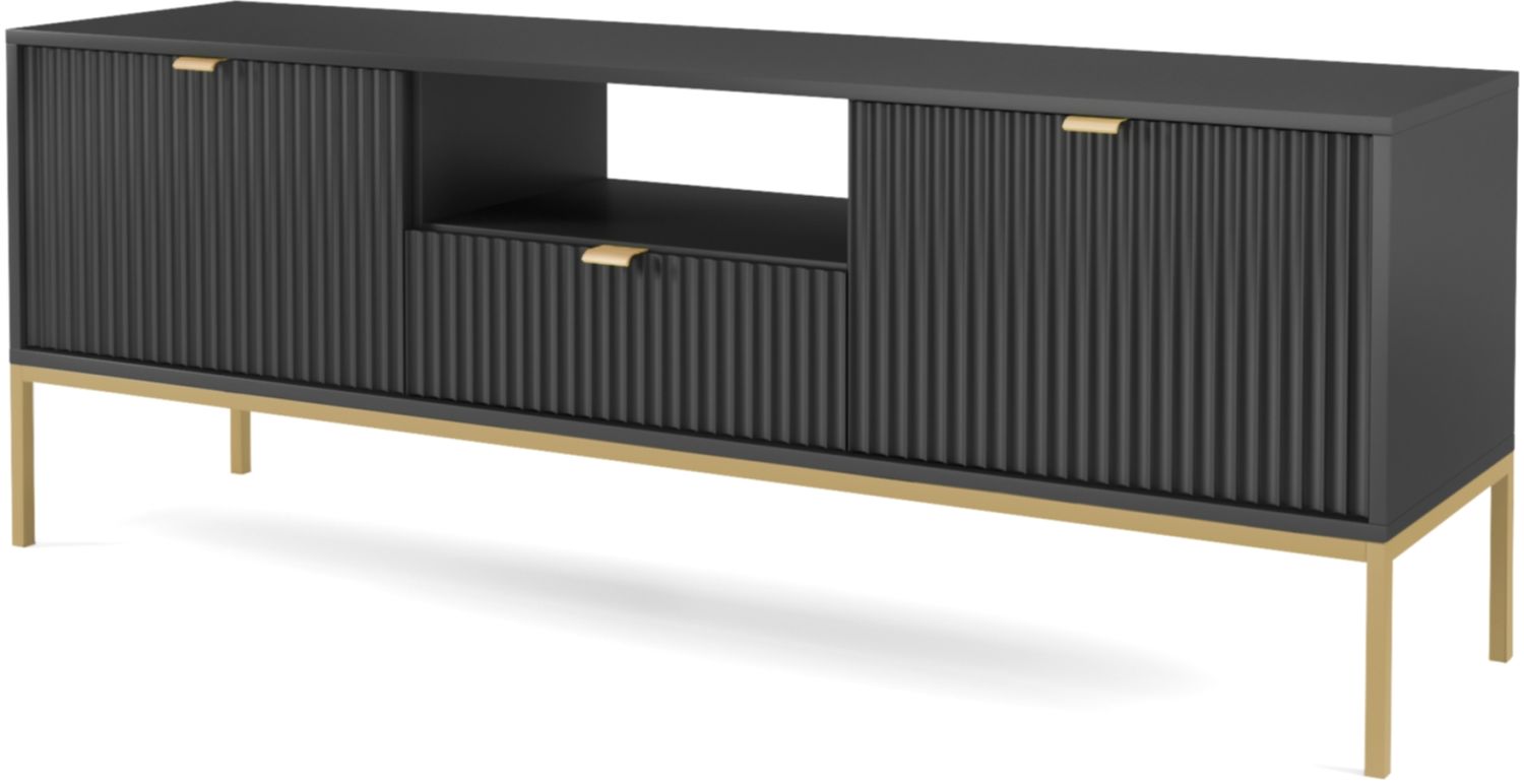 Nova_02c_g2-2 Έπιπλο τηλεόρασης Nova Ανθρακί+χρυσό 154x39x56cm - Image 1