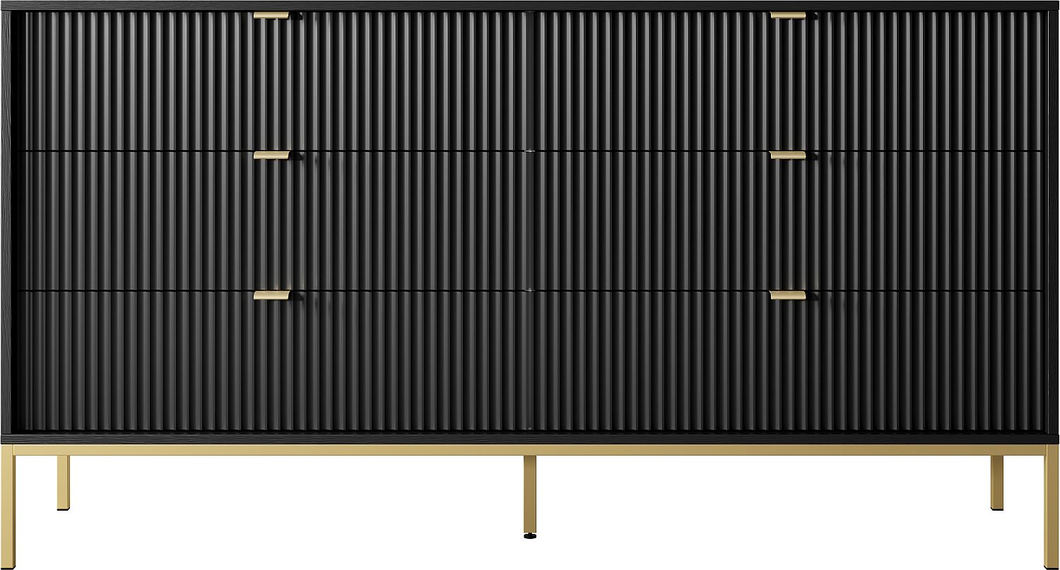 Nova_37_CZ_ZL2 Συρταριέρα Nova χρώμα Ανθρακί +Χρυσό με 6 συρτάρια 154x91x39cm - Image 1