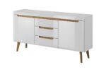 Μπουφές Nordi με συρτάρια Λευκό+λευκό Higloss+Riviera 160x83x40cm