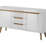 Μπουφές Nordi με συρτάρια Λευκό+λευκό Higloss+Riviera 160x83x40cm