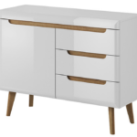 Μπουφές Nordi με συρτάρια Λευκό+λευκό Higloss +Riviera 107x83x40cm