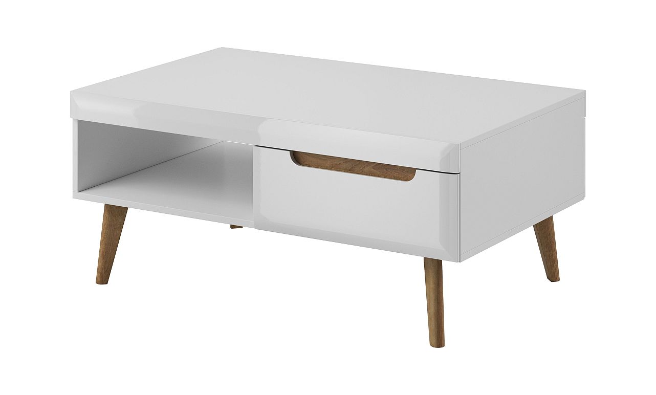 Nr403D Τραπεζάκι Nordi Λευκό+Higloss λευκό+ Riviera 107x46x67cm - Image 1