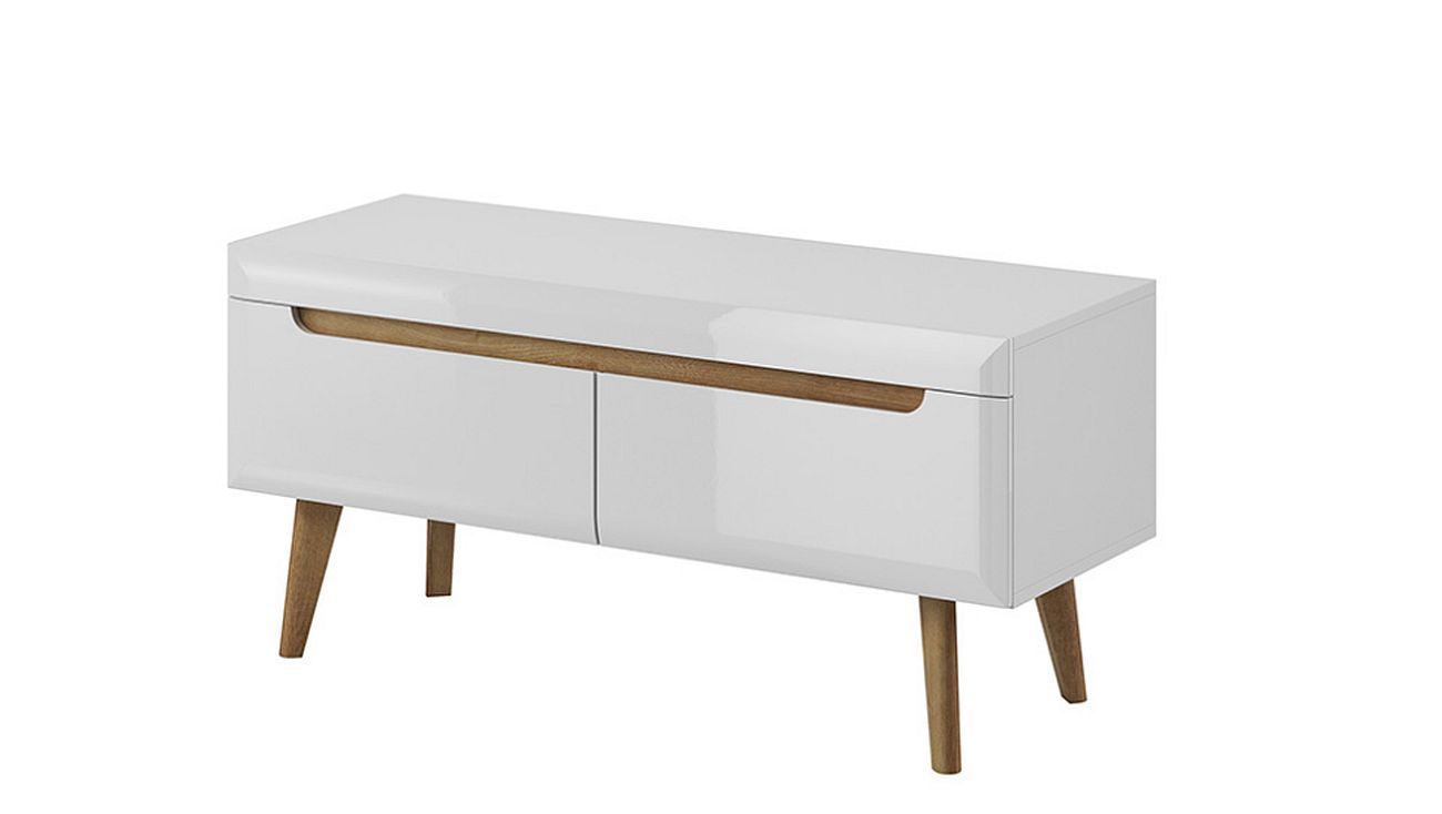 NrStv Έπιπλο Τηλεόρασης Nordi Λευκό+Higloss λευκό+Riviera 107x50x40cm - Image 1