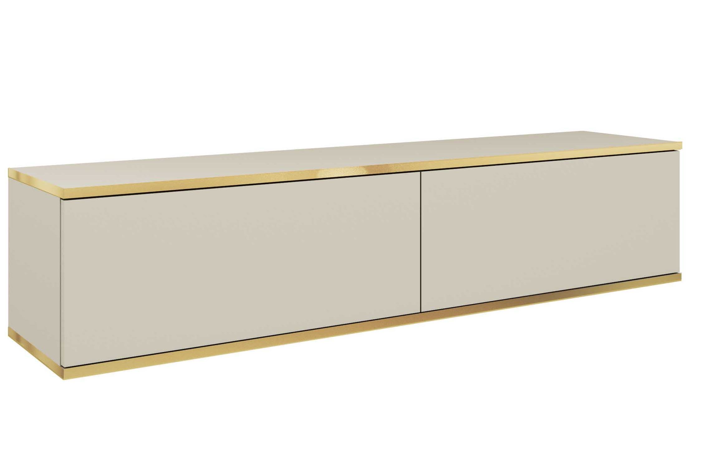 ORO_135_BEZ Έπιπλο τηλεόρασης ORO επιτοίχιο Μπεζ 135x30x32cm - Image 1
