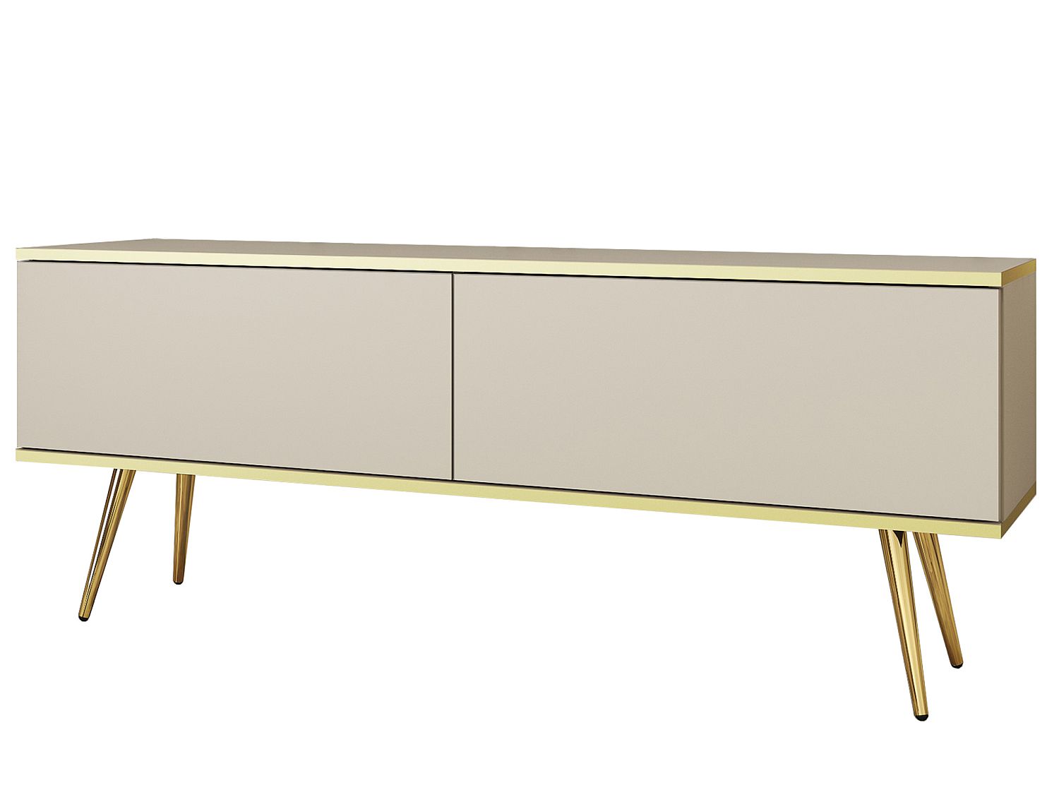 ORO_135_BEZGL Έπιπλο τηλεόρασης ORO Μπεζ + Χρυσό 135x53x32cm - Image 1