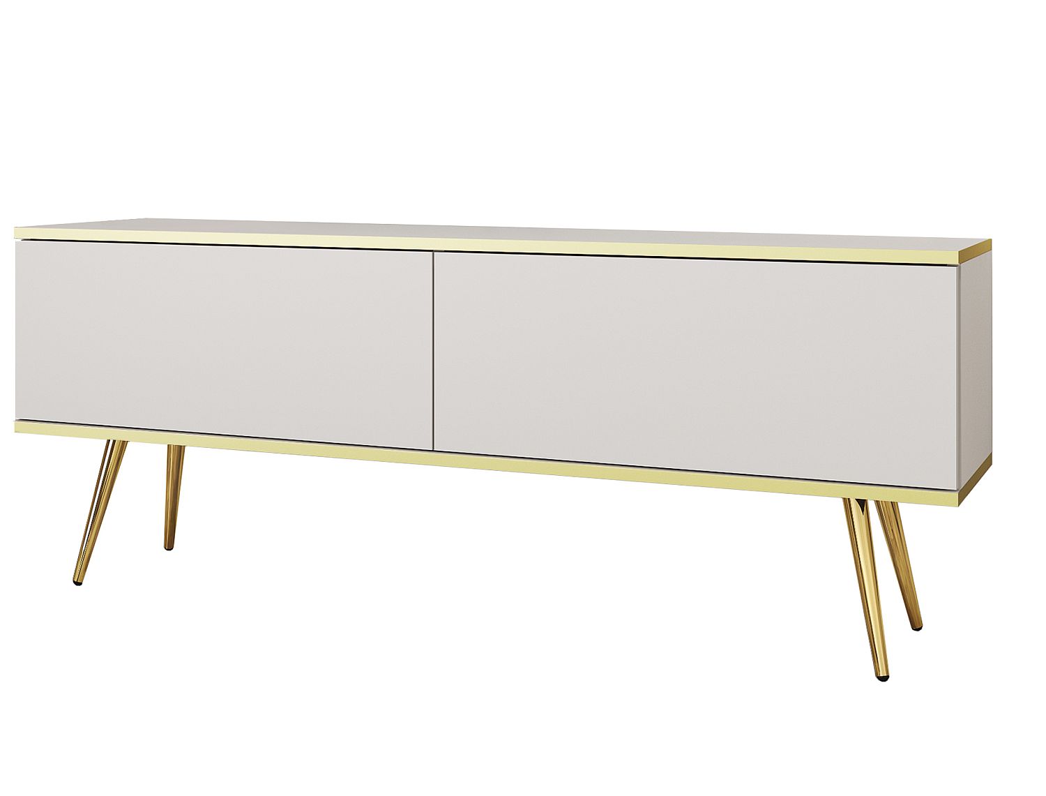 ORO_135_BIALYGL Έπιπλο τηλεόρασης ORO Λευκό+ χρυσό 135x53x32cm - Image 1