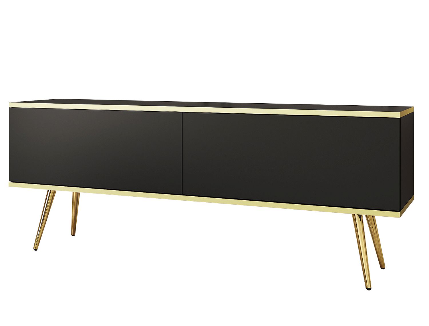 ORO_135_BLACKGL Έπιπλο τηλεόρασης ORO Ανθρακί + Χρυσό 135x53x32cm - Image 1