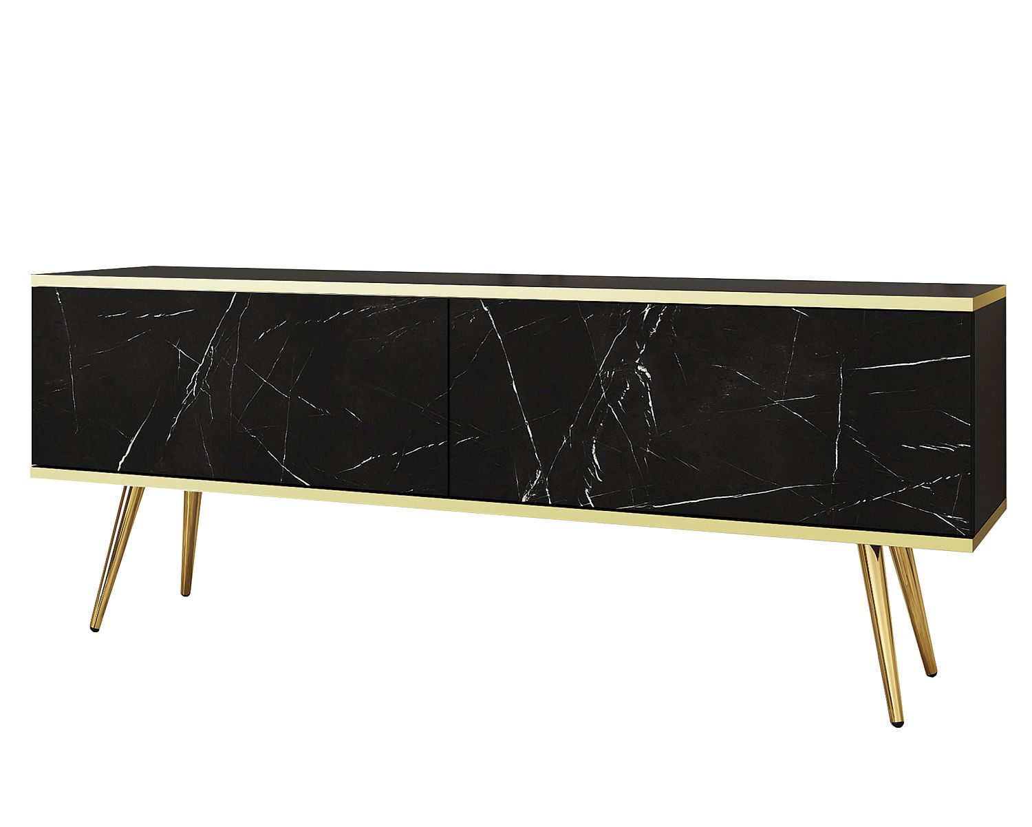 ORO_135_MARMGL Έπιπλο τηλεόρασης ORO Μάρμαρο+ χρυσό 135x53x32cm - Image 1