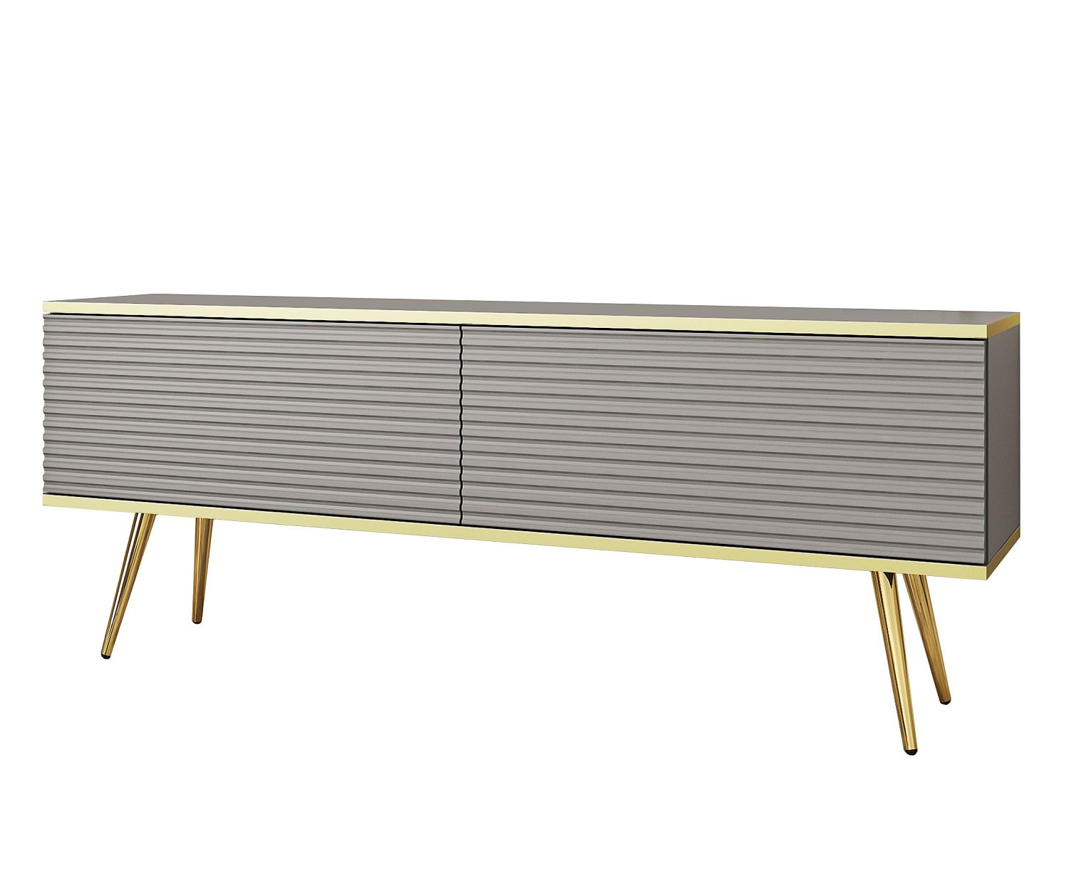 ORO_135_SZARGL_MDF Έπιπλο τηλεόρασης ORO_MDF γκρι + χρυσό 135x53x32cm - Image 1