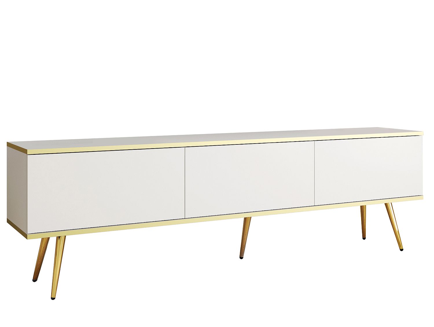 ORO_175_BIALYGL Έπιπλο τηλεόρασης ORO Λευκό+ Χρυσό 175x53x32cm - Image 1