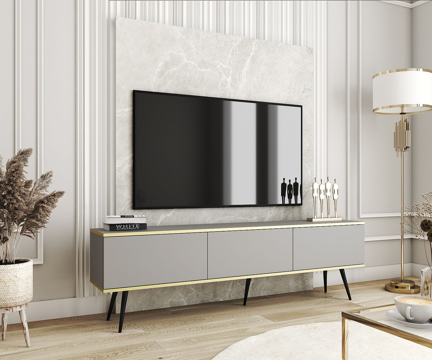 ORO_175_SZARYBL_R Έπιπλο τηλεόρασης ORO γκρι 175x53x32cm - Image 1