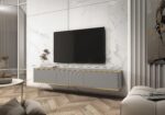 Έπιπλο τηλεόρασης ORO_MDF επιτοίχιο γκρι 175x30x32cm - Image 2