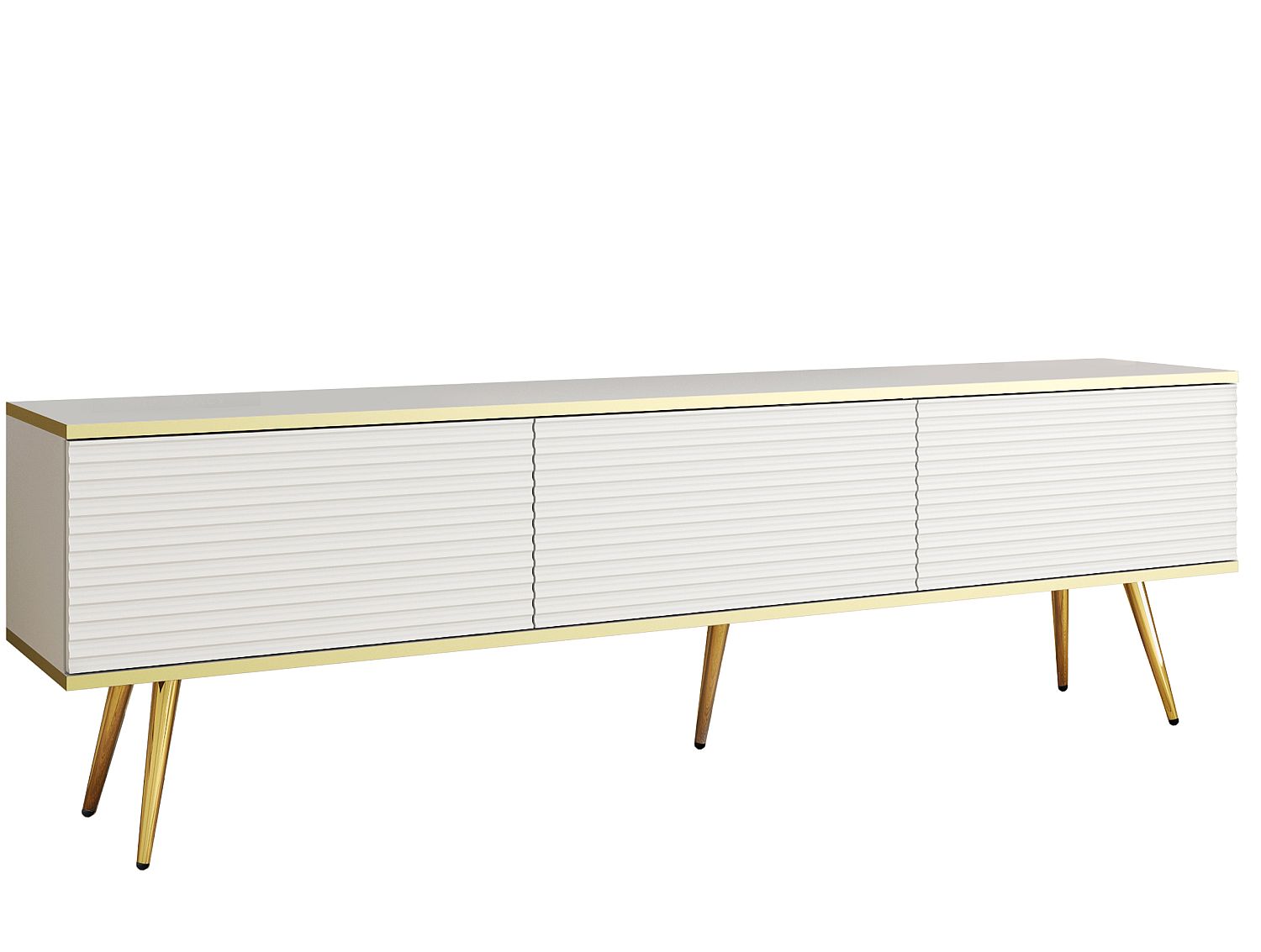 ORO_175_bialyGL_MDF Έπιπλο τηλεόρασης ORO_MDF Λευκό + χρυσό 175x53x32cm - Image 1