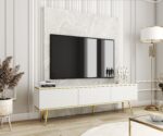 Έπιπλο τηλεόρασης ORO_MDF Λευκό + χρυσό 175x53x32cm - Image 2