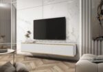 Έπιπλο τηλεόρασης ORO_MDF επιτοίχιο Λευκό 175x30x32cm - Image 2